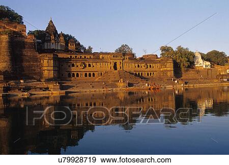 Maheshwar Ghat View Large Photo Image Stock Photo - Maheshwar Ghat. Fotosearch