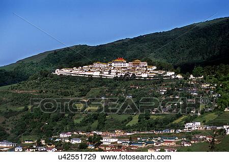 Overview of Tawang Monastery View Large Photo Image Stock Photo - Overview of Tawang Monastery. Fotosearch