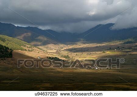 Phobjika Valley View Large Photo Image Stock Photography - Phobjika Valley. Fotosearch