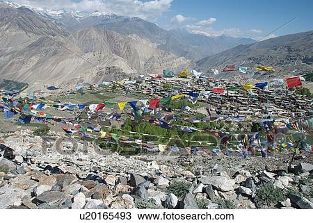 Stock Image - Prayer flags in Nako village . Fotosearch