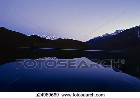 Reflection of mountain in Chandertal View Large Photo Image Stock Photo - Reflection of mountain in Chandertal. Fotosearch