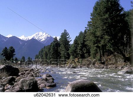 Stock Image - River in Pahalgam. Fotosearch