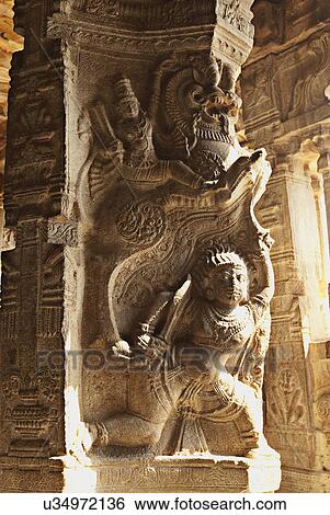 Stock Photograph - Stone sculpture in Veerabhadra Temple . Fotosearch