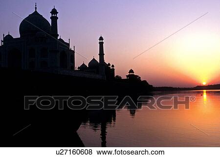 Sunset at Taj Mahal View Large Photo Image Stock Photo - Sunset at Taj Mahal. Fotosearch