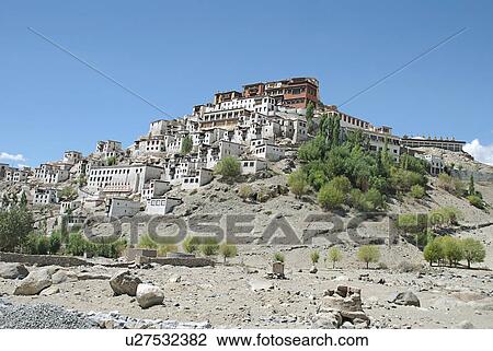 Thiksey Monastery View Large Photo Image Stock Image - Thiksey Monastery . Fotosearch