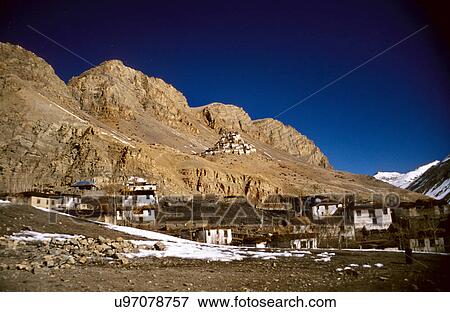 View of Ki gompa View Large Photo Image Stock Photo - View of Ki gompa. Fotosearch