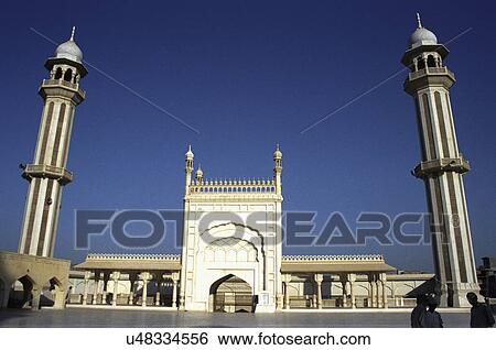 Stock Photograph - White Mosque with minarets. Fotosearch