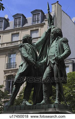 A statue honors French military officer Marquis Lafayette and first president of the United States George Washington on the United States square in the 16th district of Paris. View Large Photo Image Stock Photo - A statue honors French military officer Marquis Lafayette and first president of the United States George Washington on the United States square in the 16th district of Paris.. Fotosearch