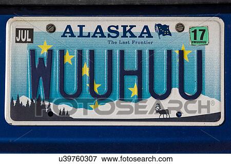 Stock Photo - Alaska Vanity License plate says "WUUHUU". Fotosearch