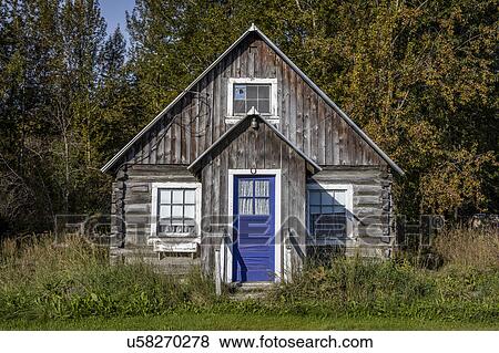 Stock Photo - Alaskan historic log cabin Hope, Alaska. Fotosearch
