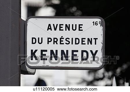 Stock Photography - Avenue Du President Kennedy - a street honoring American President JFK, USA President - PARIS, France. Fotosearch