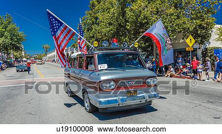 Stock Photo - Citizens of Ojai California celebrate July 4, 2016 - Independence Day. Fotosearch