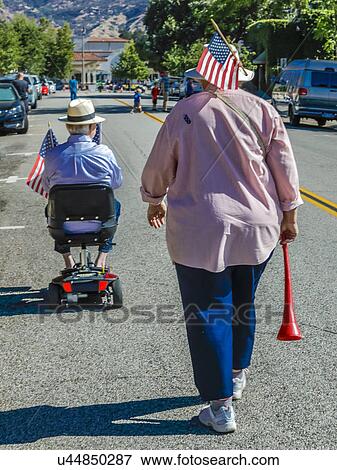 Stock Photo - Citizens of Ojai California celebrate July 4, 2016 - Independence Day. Fotosearch