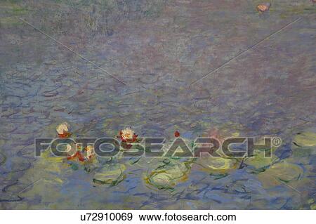 Claude Monet painting featured on large painting in Musée de l'Orangerie, Paris, France View Large Photo Image Stock Photo - Claude Monet painting featured on large painting in Musée de l'Orangerie, Paris, France. Fotosearch
