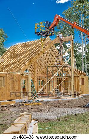 Construction of a "A" Frame House owned by photographer Joe Sohm, Ridgway, Colorado View Large Photo Image Stock Photo - Construction of a "A" Frame House owned by photographer Joe Sohm, Ridgway, Colorado. Fotosearch