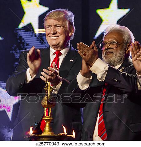Stock Photo - Donald Trump goes to Bollywood at Edison New Jersey Hindu Indian-American rally. Fotosearch