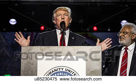 Stock Photography - Donald Trump goes to Bollywood at Edison New Jersey Hindu Indian-American rally. Fotosearch