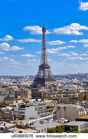 Eiffel Tower & blue sky with clouds, Paris, France View Large Photo Image Stock Photograph - Eiffel Tower & blue sky with clouds, Paris, France. Fotosearch