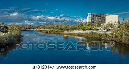 Fairbanks Alaska Skyline view over Chena River View Large Photo Image Stock Photo - Fairbanks Alaska Skyline view over Chena River. Fotosearch