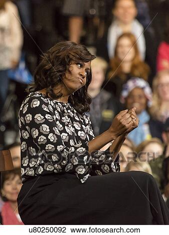 Stock Image - First Lady Michelle Obama appears at a Hillary Clinton presidential campaign event in North Carolina. Fotosearch