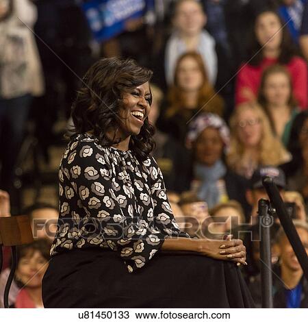 Stock Image - First Lady Michelle Obama appears at a Hillary Clinton presidential campaign event in North Carolina. Fotosearch