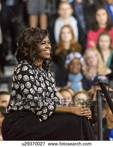 Stock Photo - First Lady Michelle Obama appears at a Hillary Clinton presidential campaign event in North Carolina. Fotosearch
