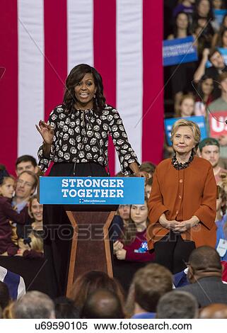 First Lady Michelle Obama introduces Hilllary Clinton at a presidential campaign event in North Carolina View Large Photo Image Stock Photography - First Lady Michelle Obama introduces Hilllary Clinton at a presidential campaign event in North Carolina. Fotosearch