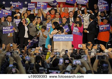 Stock Image - Former Secretary Hillary Clinton Campaigns for President at East Los Angeles College Cinco de Mayo, 2016. Fotosearch