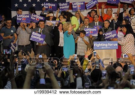 Stock Image - Former Secretary Hillary Clinton Campaigns for President at East Los Angeles College Cinco de Mayo, 2016. Fotosearch