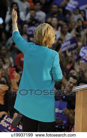Stock Photo - Former Secretary Hillary Clinton Campaigns for President at East Los Angeles College Cinco de Mayo, 2016. Fotosearch