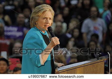 Stock Photo - Former Secretary Hillary Clinton Campaigns for President at East Los Angeles College Cinco de Mayo, 2016. Fotosearch