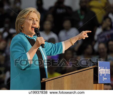 Stock Photo - Former Secretary Hillary Clinton Campaigns for President at East Los Angeles College Cinco de Mayo, 2016. Fotosearch