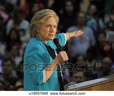 Stock Photo - Former Secretary Hillary Clinton Campaigns for President at East Los Angeles College Cinco de Mayo, 2016. Fotosearch