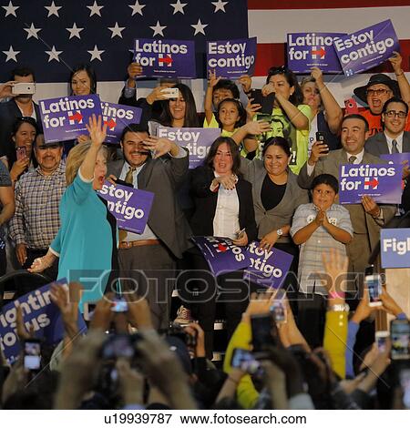 Stock Photo - Former Secretary Hillary Clinton Campaigns for President at East Los Angeles College Cinco de Mayo, 2016. Fotosearch