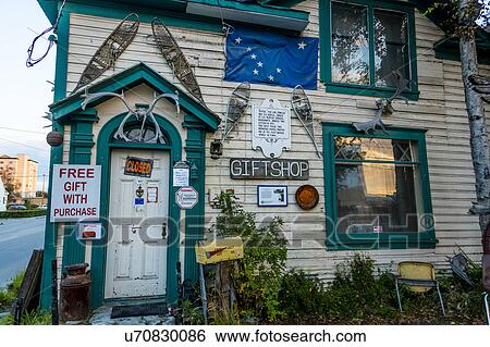 Stock Photograph - Giftshop Downtown Fairbanks, Alaska. Fotosearch