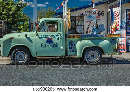 Green pickup truck Main Street, Seligman on historic Route 66, Arizona, USA View Large Photo Image Stock Photography - Green pickup truck Main Street, Seligman on historic Route 66, Arizona, USA. Fotosearch