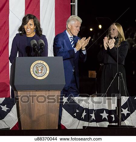 Picture - Hillary Clinton Holds Election Eve Get Out The Vote Rally With Bruce Springsteen and Jon Bon Jovi and President and Michelle Obama. Fotosearch