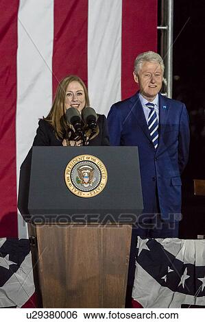 Stock Photograph - Hillary Clinton Holds Election Eve Get Out The Vote Rally With Bruce Springsteen and Jon Bon Jovi and President and Michelle Obama. Fotosearch