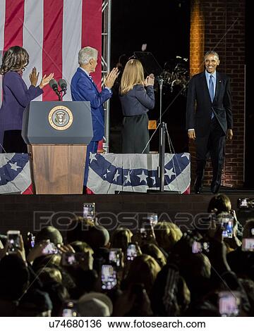 Stock Photograph - Hillary Clinton Holds Election Eve Get Out The Vote Rally With Bruce Springsteen and Jon Bon Jovi and President and Michelle Obama. Fotosearch