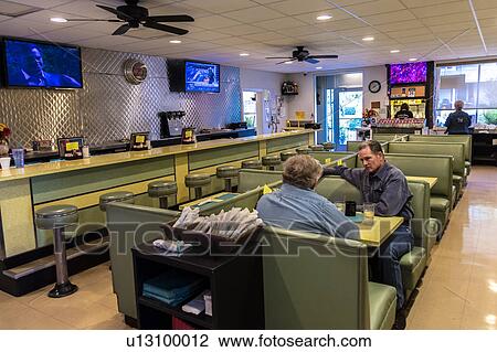 Stock Image - Interior of classic Diner, Virginia. Fotosearch