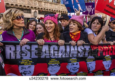 Jane Fonda, and Frances Fisher participate in Women's March Protesting Donald J. Trump View Large Photo Image Stock Photo - Jane Fonda, and Frances Fisher participate in Women's March Protesting Donald J. Trump. Fotosearch