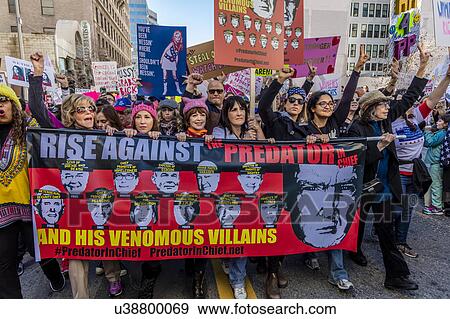 Stock Photo - Jane Fonda, Frances Fisher and Lily Tomlin participate in Women's March Protesting Donald J. Trump. Fotosearch