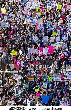 Picture - Massive Crowds for Women's March Protesting Donald J. Trump. Fotosearch