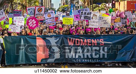 Stock Image - Massive Crowds for Women's March Protesting Donald J. Trump. Fotosearch