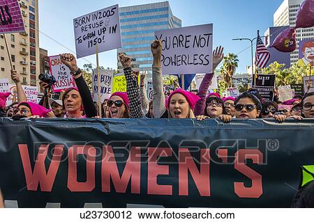 Stock Image - Massive Crowds for Women's March Protesting Donald J. Trump. Fotosearch
