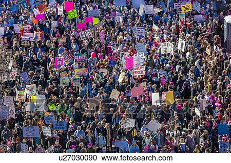 Massive Crowds for Women's March Protesting Donald J. Trump View Large Photo Image Stock Image - Massive Crowds for Women's March Protesting Donald J. Trump. Fotosearch