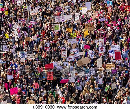 Massive Crowds for Women's March Protesting Donald J. Trump View Large Photo Image Stock Image - Massive Crowds for Women's March Protesting Donald J. Trump. Fotosearch