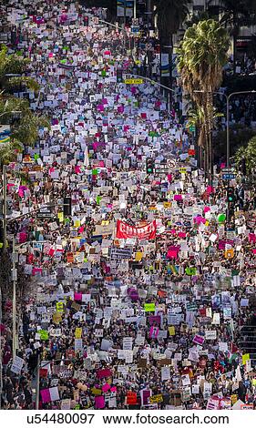 Stock Photo - Massive Crowds for Women's March Protesting Donald J. Trump. Fotosearch