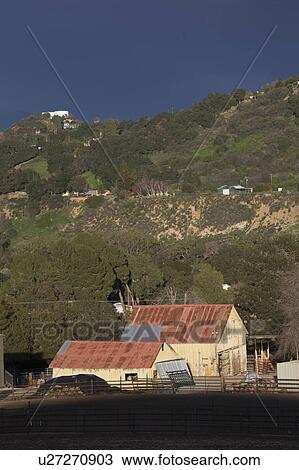 Oak View, California, USA, March 1, 2015, Yellow barn with sunset light after storm, Ojai Valley View Large Photo Image Stock Image - Oak View, California, USA, March 1, 2015, Yellow barn with sunset light after storm, Ojai Valley. Fotosearch