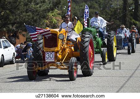Picture - Oak View, California, USA, May 24, 2015, Memorial Day Parade, antique tractors. Fotosearch